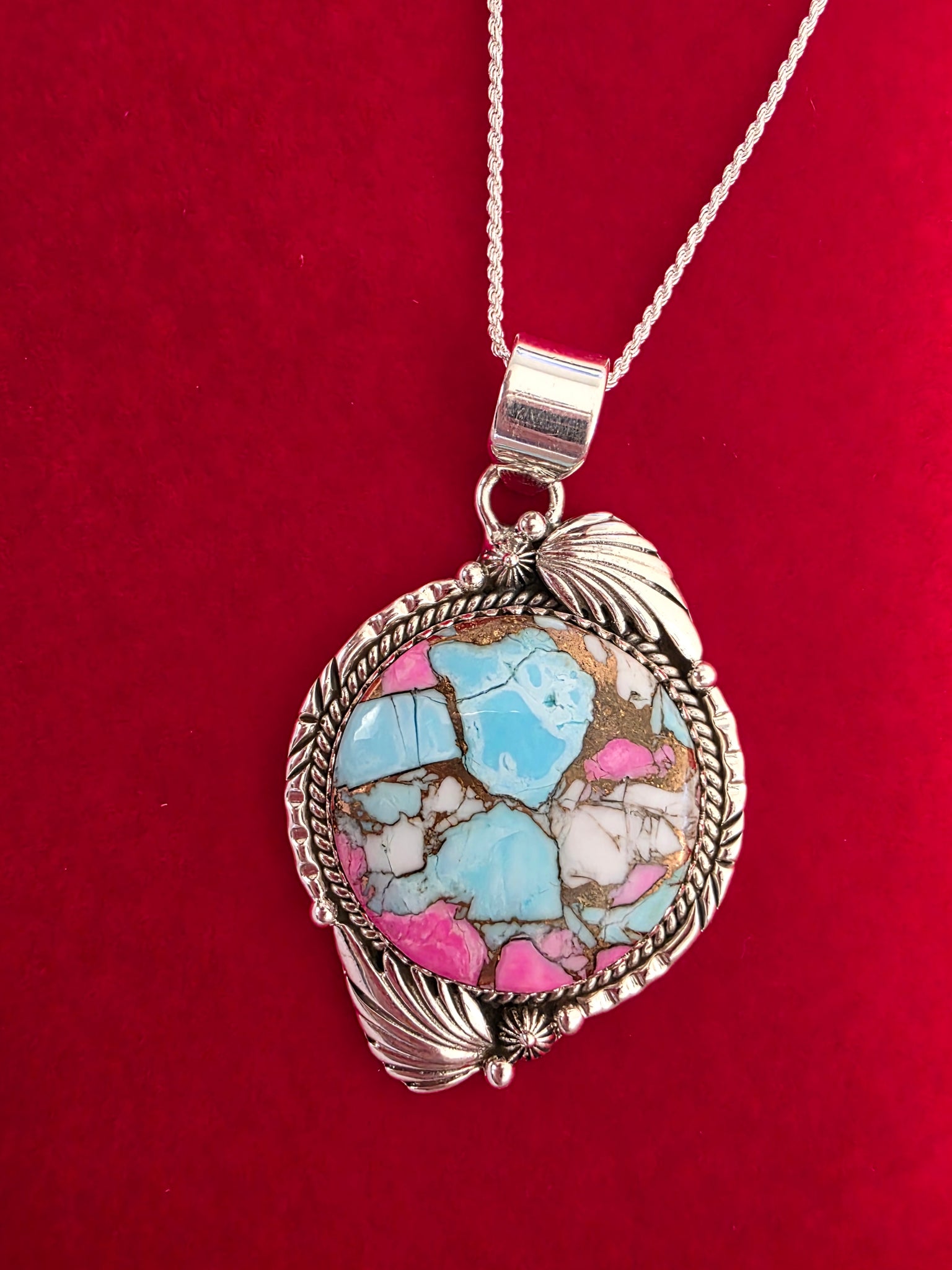 Handmade Cotton Candy Sterling Silver Necklace