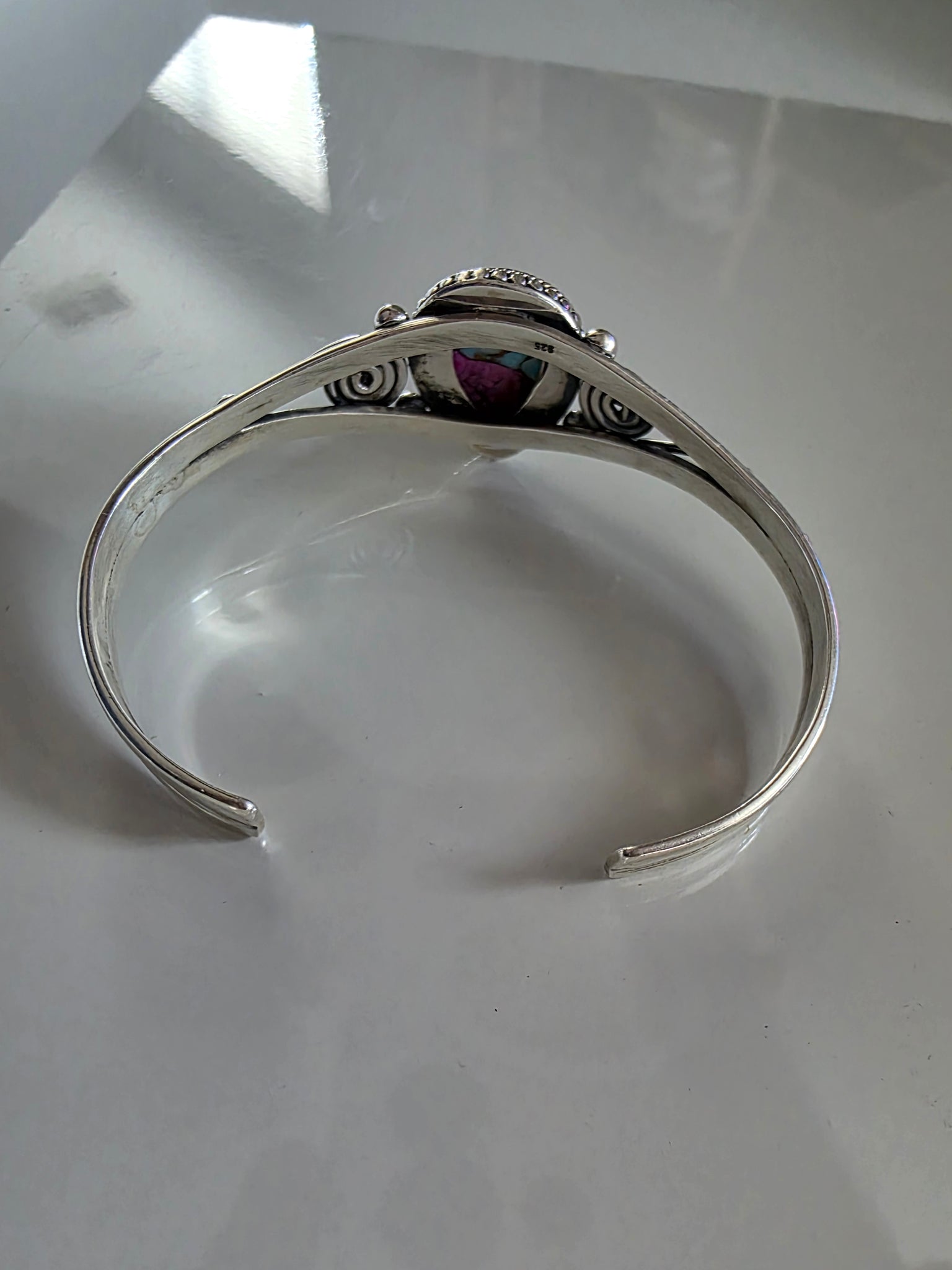 Handmade Cotton Candy & Sterling Silver Cuff Bracelet