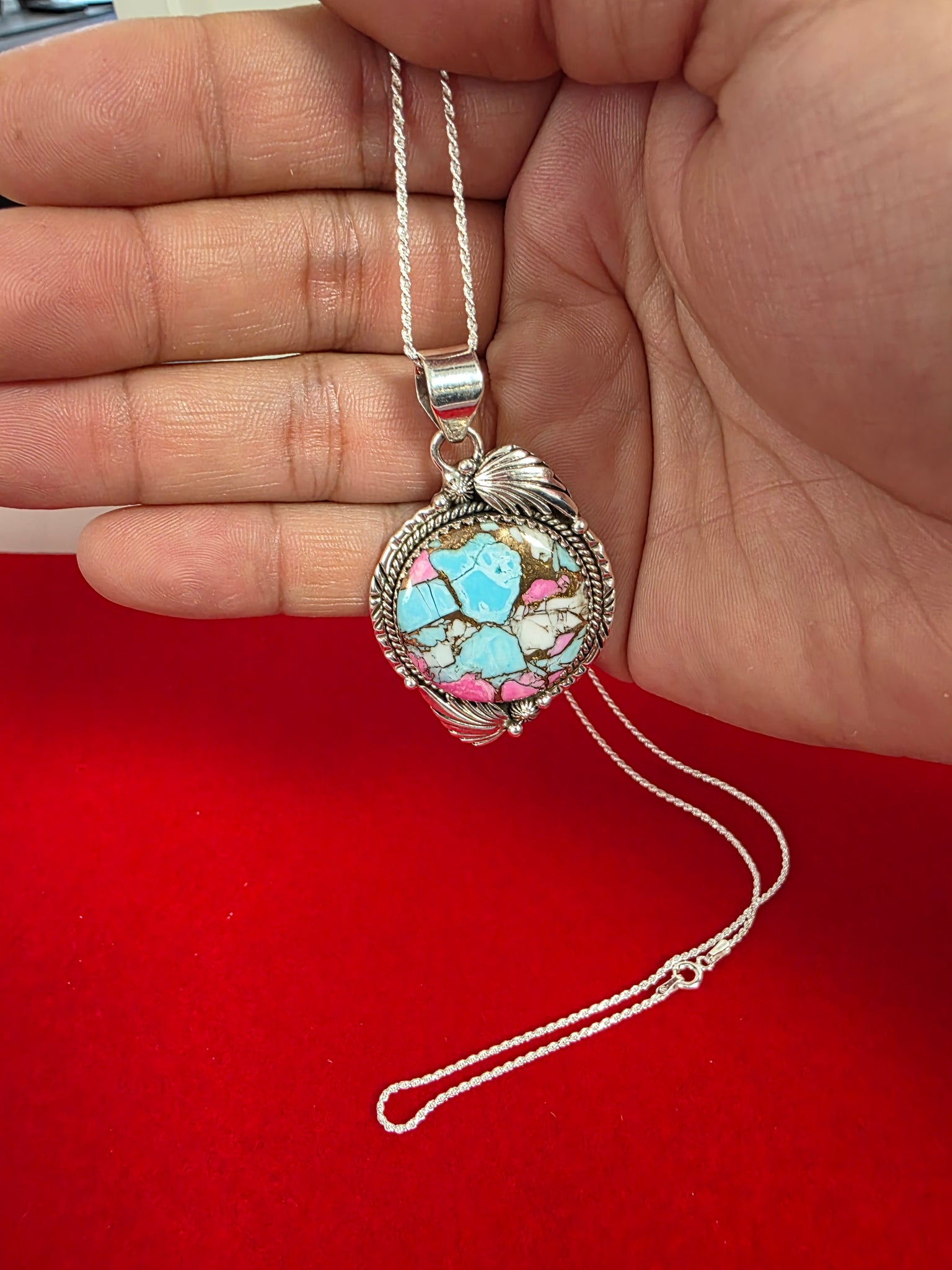 Handmade Cotton Candy Sterling Silver Necklace