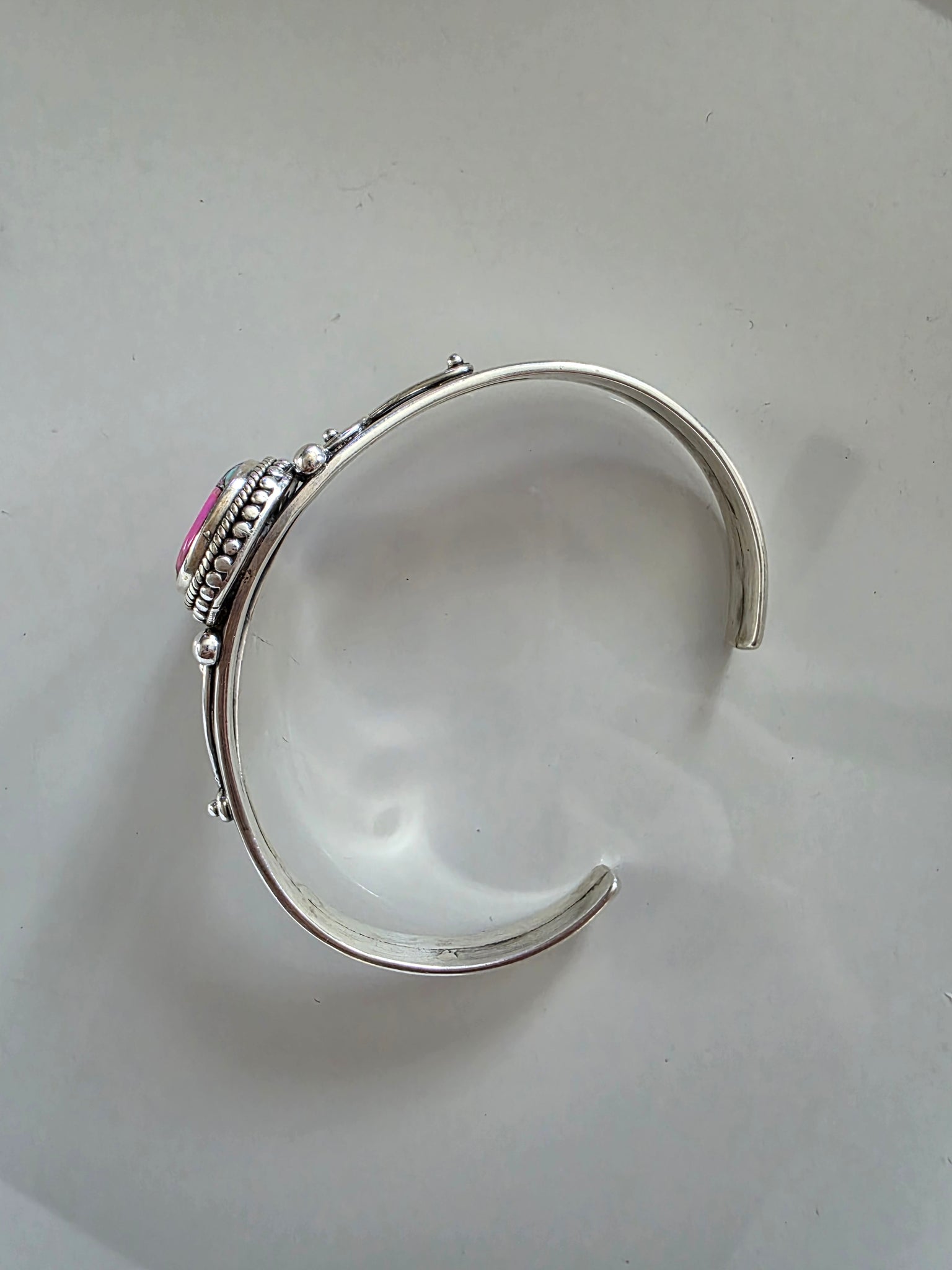 Handmade Cotton Candy & Sterling Silver Cuff Bracelet