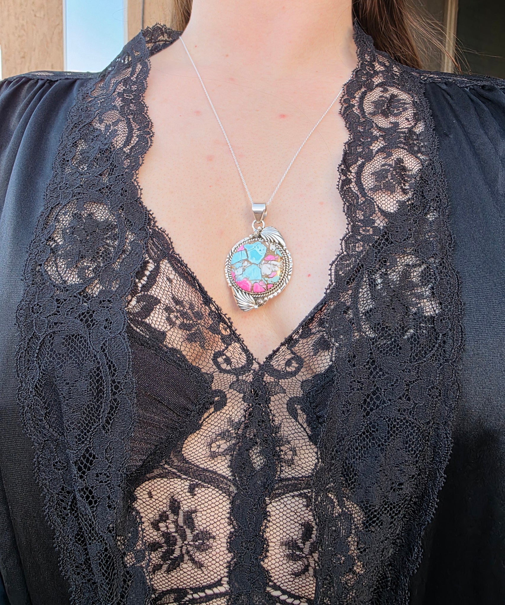 Handmade Cotton Candy Sterling Silver Necklace
