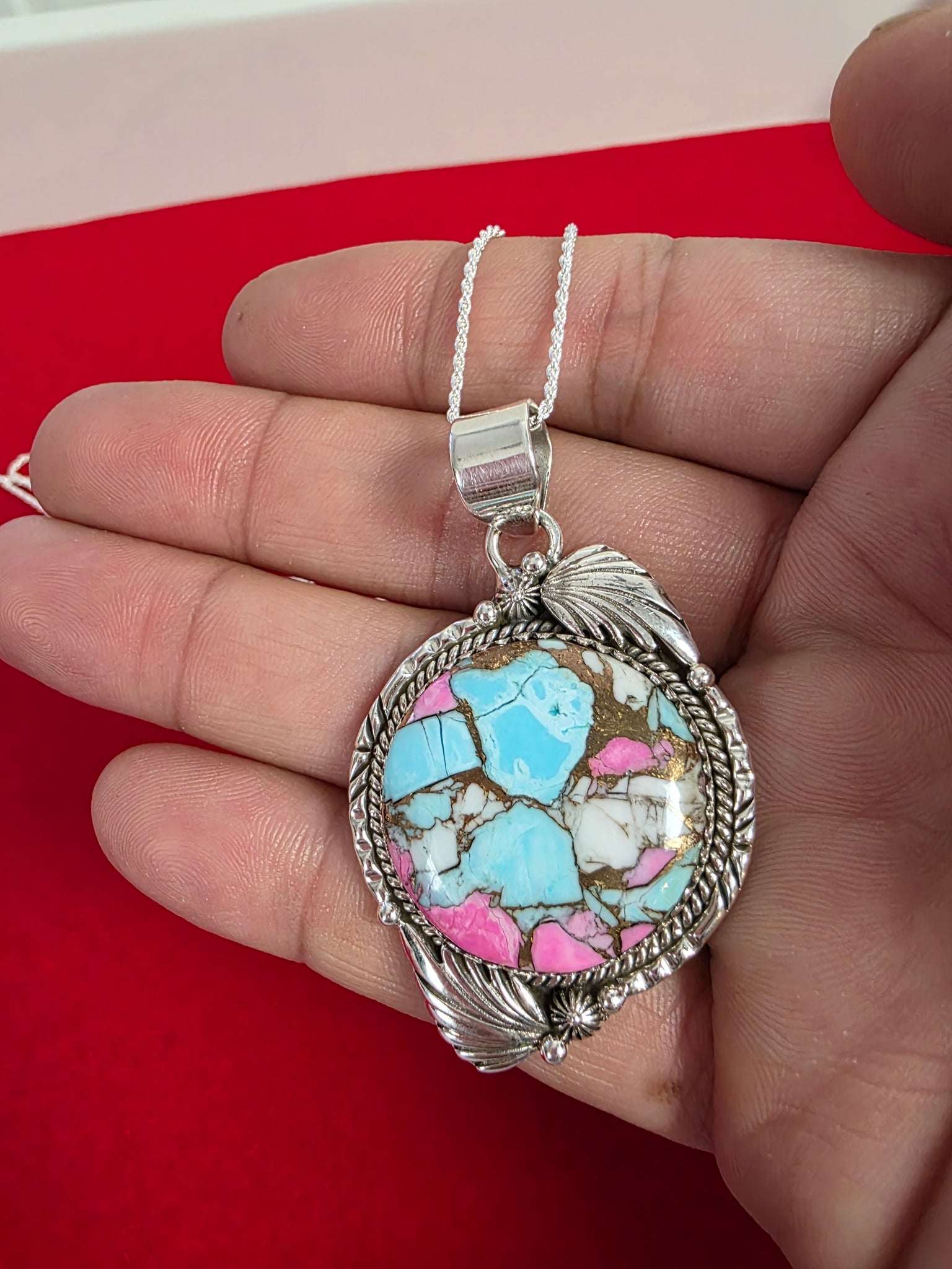 Handmade Cotton Candy Sterling Silver Necklace