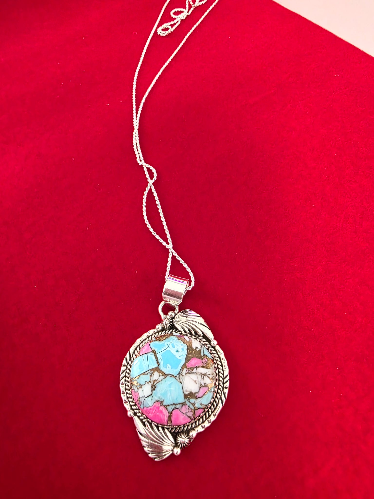 Handmade Cotton Candy Sterling Silver Necklace