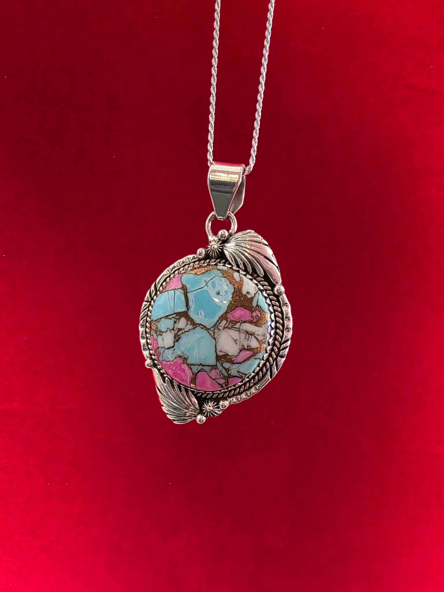 Handmade Cotton Candy Sterling Silver Necklace