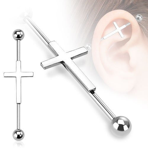14G Cross Industrial Bar Earring ♥ - Underlying Beauty - 2