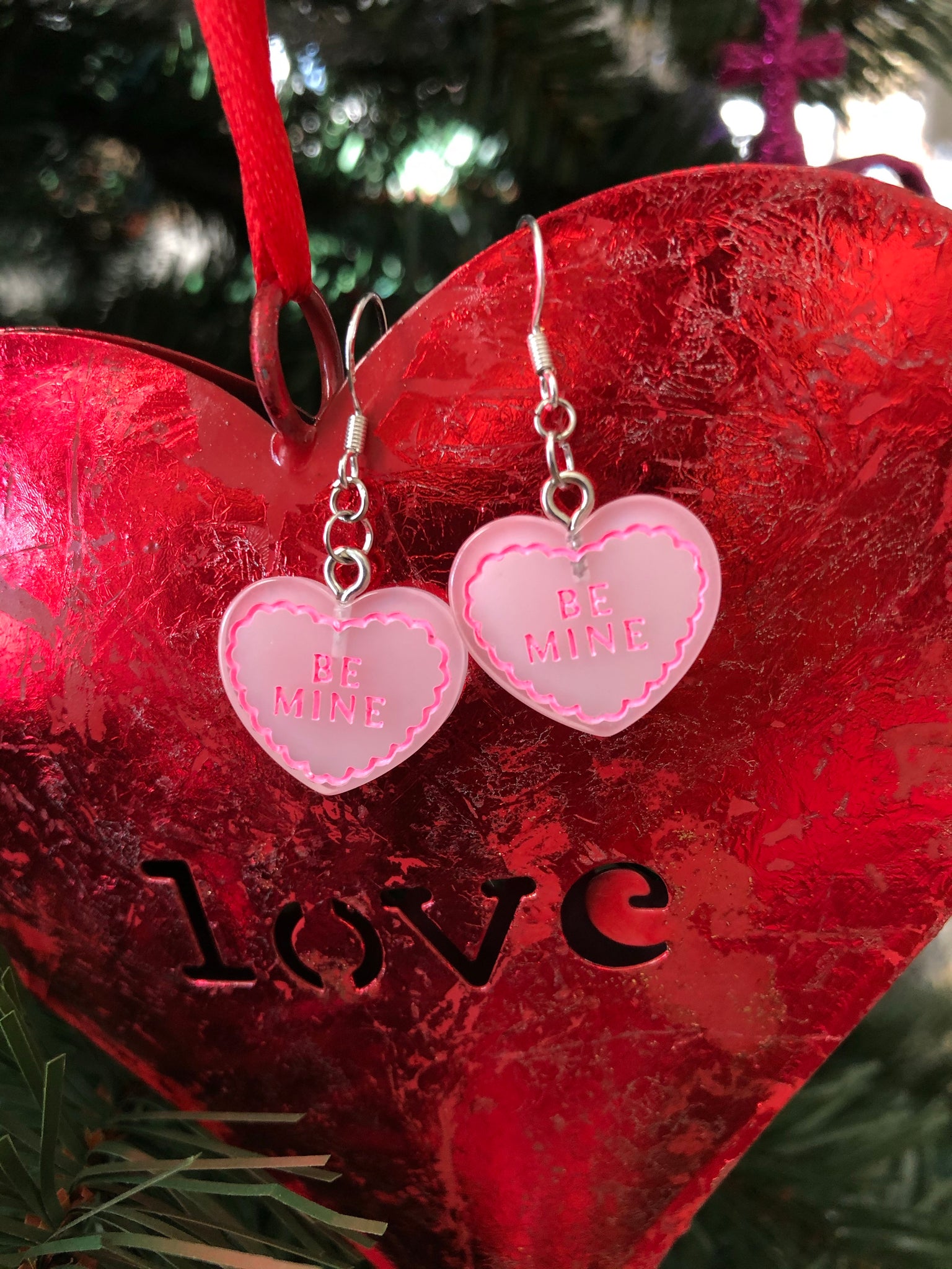Pink Heart Earrings π