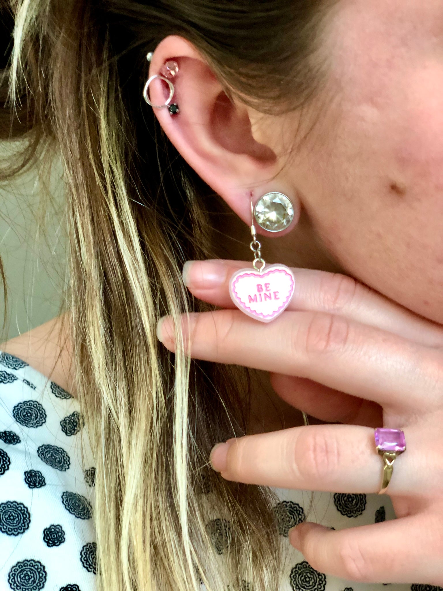Pink Heart Earrings π
