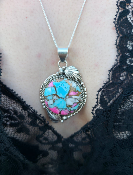 Handmade Cotton Candy Sterling Silver Necklace