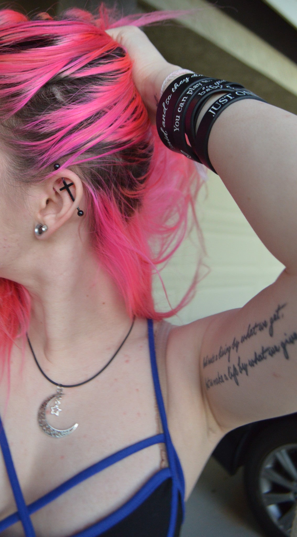 14G Cross Industrial Bar Earring ♥ - Underlying Beauty - 4
