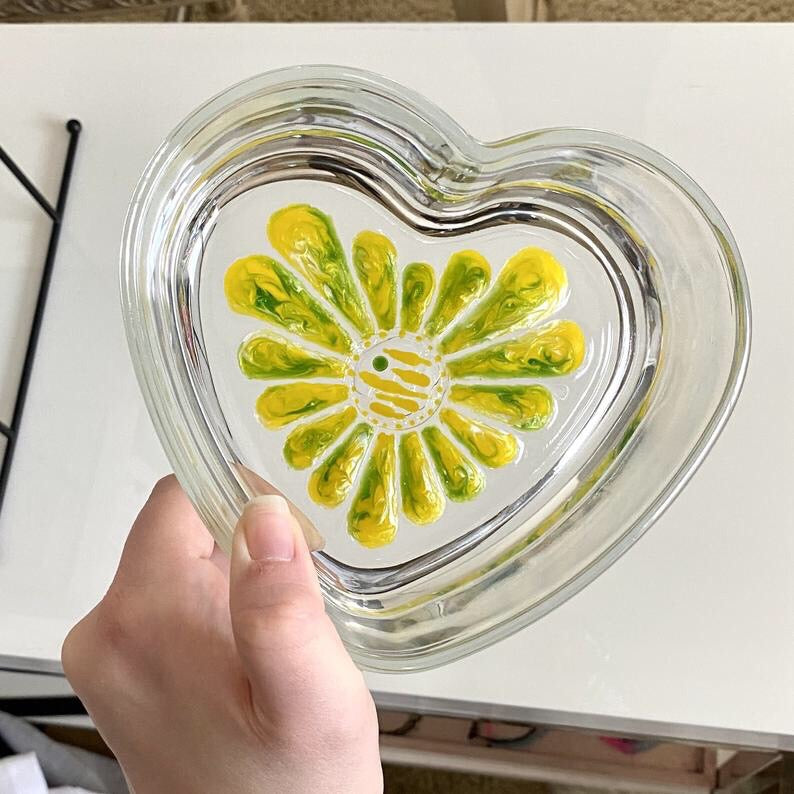 Yellow + Green Shimmer Stained Glass Gift Idea. Christmas Dish, Trinket Dish, Key Dish, Candy Dish, Sun Catcher